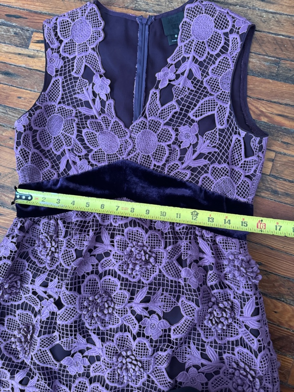 Vintage EUC Anna Sui Purple Floral Lace Mini Dress - Picture 4 of 7